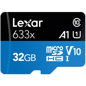 تصویر رم میکرو 32 گیگ لکسار Lexar Blue Series 633X A1 V10 U1 C10 100MB/s Lexar 633X A1 V10 U1 C10 100MB/s 32GB MicroSD Memory Card