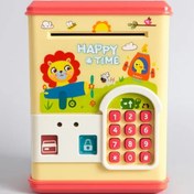 تصویر قلک طرح گاوصندوق رمزدار و اثرانگشتی شیر (Lion Money Safe) 