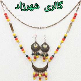 تصویر گردنبند رولباسی و گوشواره 