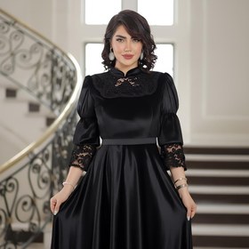 تصویر لباس مجلسی زنانه آدرینا مدل ۲۱۴۴۱۲۴ سایز ۳۸ تا ۴۸ مخمل مشکی 