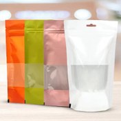 تصویر پاکت ایستاده زیپ دار پنجره مستطیل 