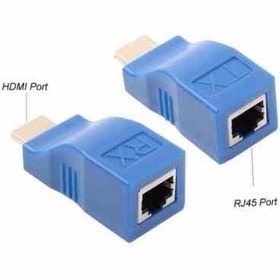 تصویر اکستندر lan to hdmi تبدیل افزایش طول HDMI تحت شبکه 30 متری lan to HDMI Extender