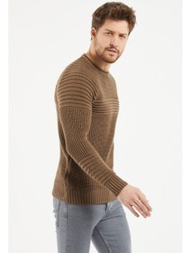 تصویر سویشرت قهوه‌ای بافت مردانه استایل خنک -TRZCM28888R08 برند cool tarz Cool Style Men's Brown Knitted Sweater -TRZCM28888R08