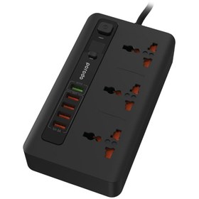 تصویر چندراهی برق پرودو مدل FWCH013 با ۳ سوکت و ۴ پورت USB سایز ۲ متر 