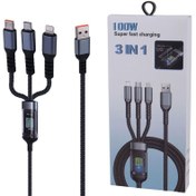 تصویر کابل 3 سر فست شارژ TDA-218 100W 1.2m 