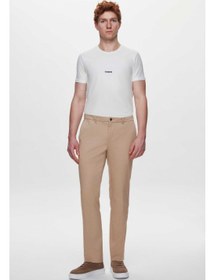 تصویر شلوار چینی نازک بژ از ترکیب تنسل-پنبه و لیکرا مدل 2TC03HD773521 برند tween Slim Fit Beige Tencel-Cotton Blend Lycra Chino Pants 2TC03HD773521