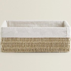 تصویر سبد بافت حصیری پارچه دار 