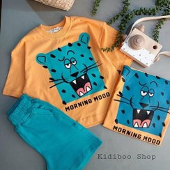 تصویر ست لباس بچگانه تیشرت وشلوارک طرح پلنگ مناسب 2 تا 8 سال 