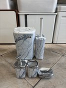 تصویر ست سرویس بهداشتی 5 پارچه سفید آبی نگین دار بتیس 