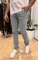 تصویر شلوار جین مردانه آبی روشن سنگ‌شور مدل اسلیم - 38 Men’s Light Blue Stone-Wash Stretch Denim Jeans