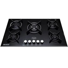 تصویر اجاق گاز شیشه ای ۵ شعله تی اندی مدل TD 166E T&D Glass Hob Model TD 166E