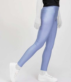 تصویر لگینگ زنانه ورزشی کمر پهن مدل 24035 آبی براق آگی 