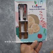 تصویر کارد میوه 12عددی یونیک طرح چوب 5853 