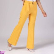 تصویر شلوار پارچه ای دمپا گشاد زنانه برنس مدل کامیلا رنگ زرد 