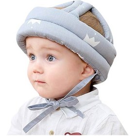 تصویر کلاه محافظ سر کودک طوسی ستاره ای برند ninisafe 