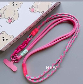 تصویر بند گوشی گردنی صورتی 