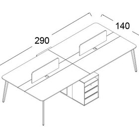 تصویر میز اداری 4 نفره مدل کارولین 