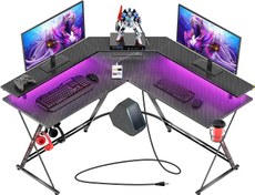 تصویر میز گیمینگ شکل L با نوار LED مدل Chulovs Gaming Desk 50.4 with LED - ارسال ۱۰ الی ۱۵ روز کاری 