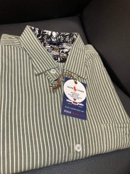 تصویر پیراهن آستین بلند راه راه نخ پنبه تک جیب 