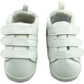 تصویر کفش اسپورت نوزادی سفید چسب دار baby Bee ا baby shoes code:2200/1 baby shoes code:2200/1