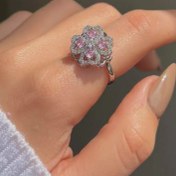 تصویر انگشتر اسپینری گل دخترانه رنگ نقره ای مدل 1718 