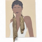 تصویر گوشواره دست‌ساز چوبی مدل اِلورا 