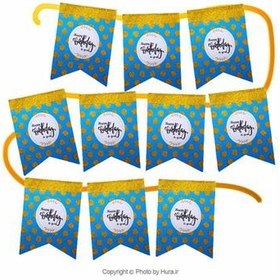 تصویر ریسه تولد مثلثی اکلیلی آبی خال طلایی 10 تیکه 