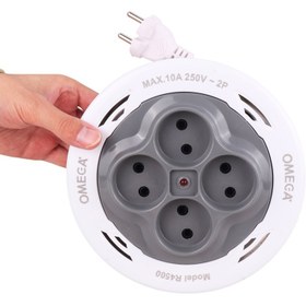 تصویر چندراهی برق امگا R4500 ظرفیت ۴ خانه با کابل ۵ متری 