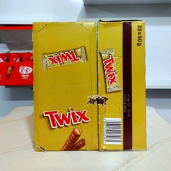 تصویر شکلات دابل توييکس با مغز کرم کارامل روکش شکلات ( بسته 25 عددی ) TWIX مدل Twix Twix Twin Chocolate Bars 25x50gr