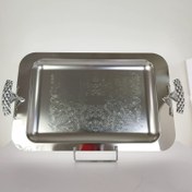 تصویر سینی مستطیل بزرگ دسته نقره ای Diamond ریور کد 1116 