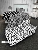 تصویر سرویس لحاف روتختی دکوتین، مدل شطرنجی - دورو طرح جنس میکرو لوکس - ۴ تکه : لحاف روتختی + رویه تشک ‌کش‌دوزی + روبالشی + کوسن