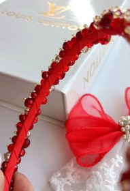 تصویر تل جواهردوزی کریستالی قرمز مناسب یلدا 