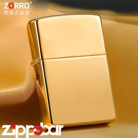تصویر فندک بنزینی زورو طلایی براق Zorro High Polish Gold 