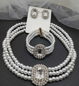 تصویر ست چوکرودستبندمرواریدی وگوشواره - اندازه چوکر ودستبند براساس سایز مشتری ساخته میشود / رنگ مرواریدها ونگین براساس سليقه مشتری ساخته میشود 