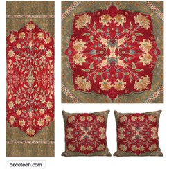 تصویر رومیزی - رانر - کوسن کد طرح دایانا رومیزی 90*90، رانر 140*40، دو عددکاور کوسن 40*40