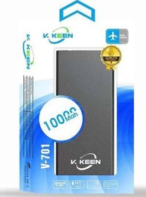 تصویر پاور بانک 10000 V.KEEN مدلv701l دو خروجی USB خروجی micro وT.C Powerbank vkeen model v701