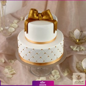 تصویر کیک تولد فوندانت 2 طبقه شکلاتی | کد: ZNB-11FM 