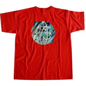 تصویر تی شرت هنری نخی یقه گرد قرمز چام Chaam کد 2840 