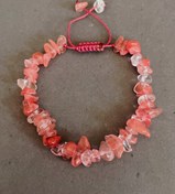 تصویر دستبند سنگ نامنظم کوارتز توت فرنگی 