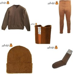تصویر ست لباس سربازی طرح پشم شتر مردانه قهوه‌ای 