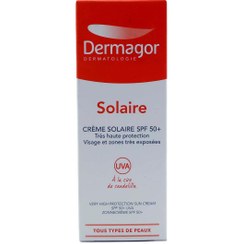 تصویر کرم ضد آفتاب بی رنگ درماگور فاقد چربی SPF50 Dermagor solaire Sunscreen unvisible SPF50 oil free Cream 40ml