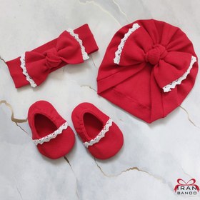 تصویر ست توربان ، هدبند و پاپوش نوزادی یلدایی - هدبند 