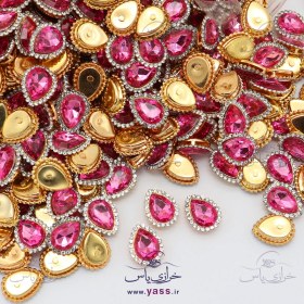 تصویر نگین دوختنی اشکی دور نگین سرخابی 13 * 18 میل (10 عددی) 