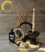 تصویر ست دکوری دکوراتیو مناسب میز جلو مبلی با شمع و دسته گل ۵۵ ت 