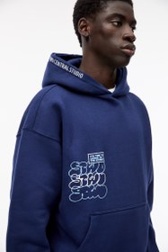 تصویر سویشرت هودی با طرح STWD برند PullAndBear STWD baskılı kapüşonlu sweatshirt