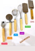 تصویر ابزار آشپزخانه استیل دسته چوبی 