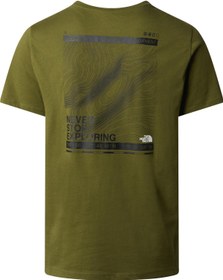 تصویر تی‌شرت مردانه گرافیکی با طرح خطوط کوهستانی M Foundation برند the north face M Foundation Mountain Lines Graphic Tee Men's T-Shirt