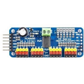 تصویر ماژول درایور PWM / سروو 12 بیتی 16 کاناله PCA9685 دارای ارتباط I2C 