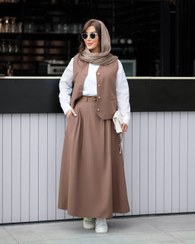 تصویر ست جلیقه و دامن وینتج قهوه ای 