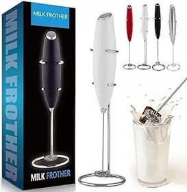 تصویر Daneen Milk Frother/Stirrer با ایستاده (باتری کار شده) ، سازنده کف دست ، میکسر قابل حمل برای مینی قهوه برای Cappuccino Matcha Frappe ، شکلات داغ (سفید) DANEEN Milk Frother/Stirrer with Stand (Battery Operated), Handheld Foam Maker, Portable Mixer for Coffee Mini Foamer for Cappuccino Matcha Frappe, Hot Chocolate (White)